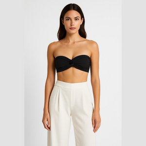 Norma Kamali Black Strapless Twist Bandeau Top